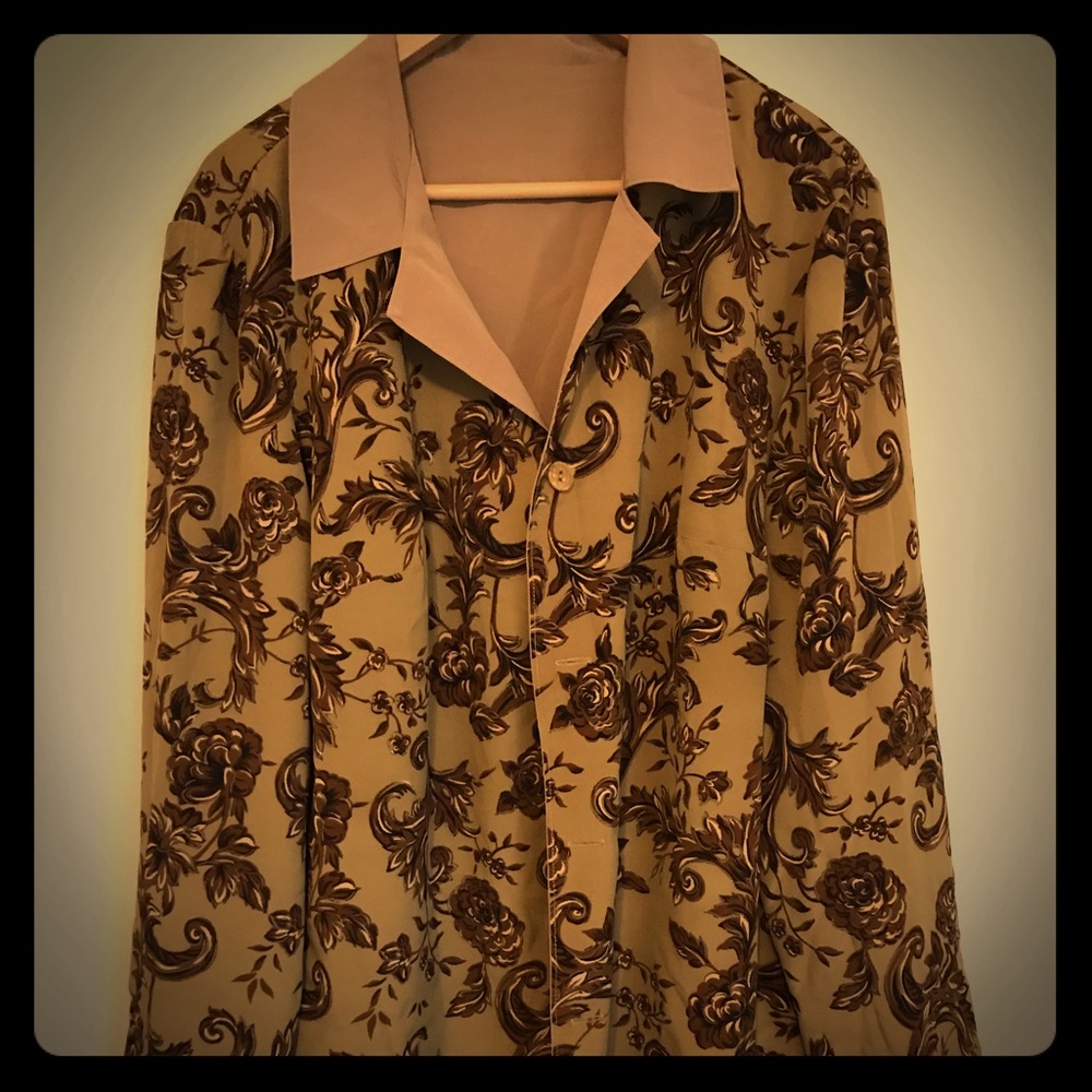 Reversible Silky feel Tan Jacket with floral print